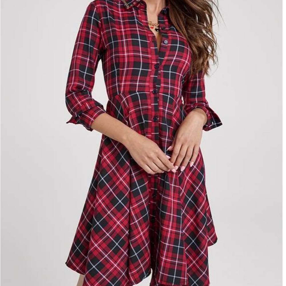 Plaid button down dress